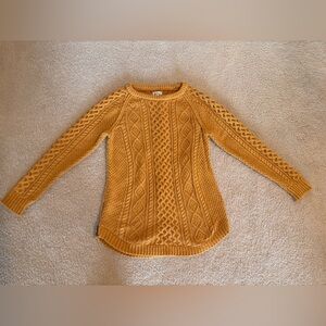 LL Bean Signature Mustard Cable Knit Sweater